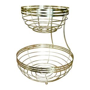 HomeGoods Gold Two-Tier Metal Fruit Basket